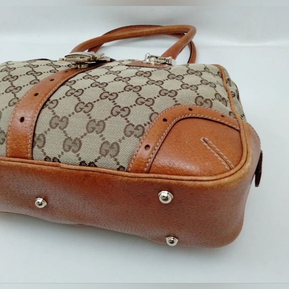 GUCCI GG Top Handle Canvas and Leather Y2K Vintage Bag - Picture 4 of 8
